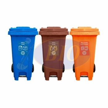 120L|SCM3| Recycle Mobile Garbage Bin 3-in-1 c/w Foot Pedal